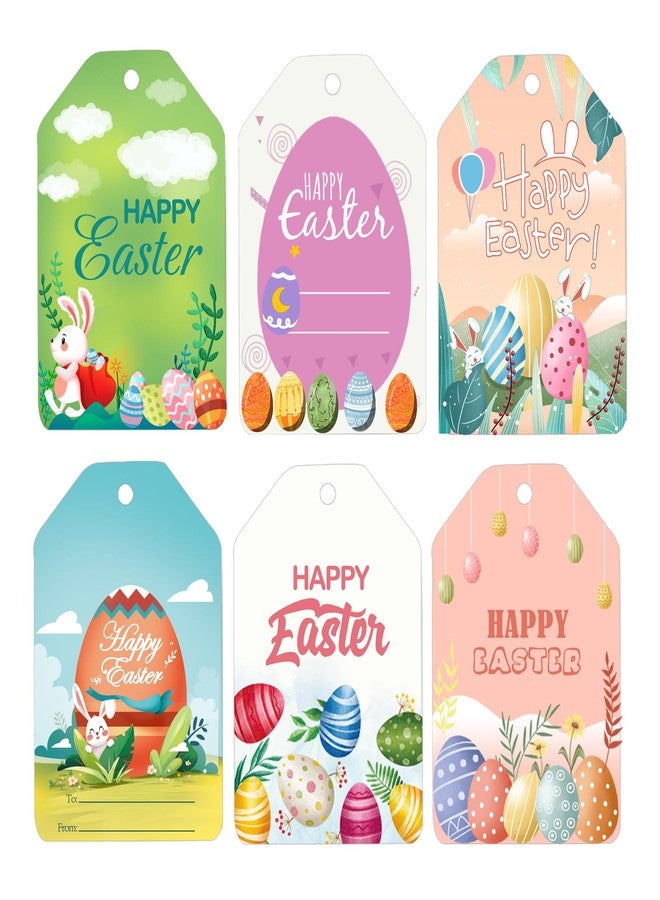 Topabel Easter Gift Tags,2x3 Inch Happy Easter Paper Tags with 32.8Ft String for DIY Present Wrapping Spring Party Decor,90 Pcs Per Pack - Image 1